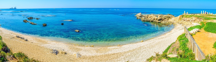 Panorama of the beach, Caesarea, Israel