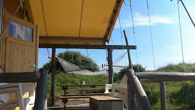 This is "glamping "... glamorous camping.