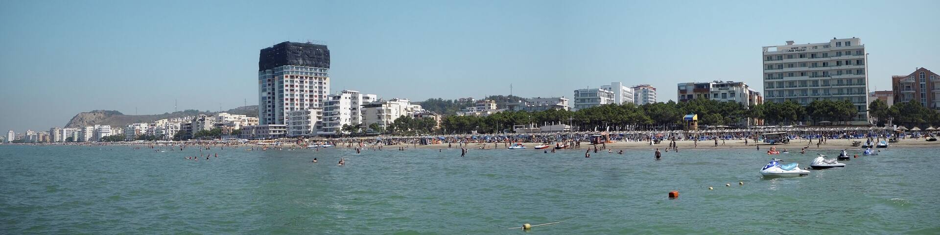 Luxury beach coast seafront resort in Durres, Golem, Albania on the sunny day