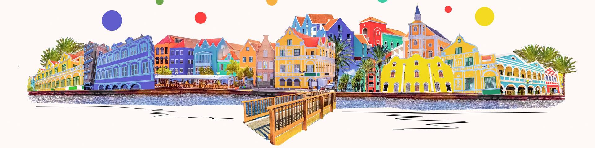 Willemstad, Curacao, Netherlands - Specific coloured buildings in Curacao