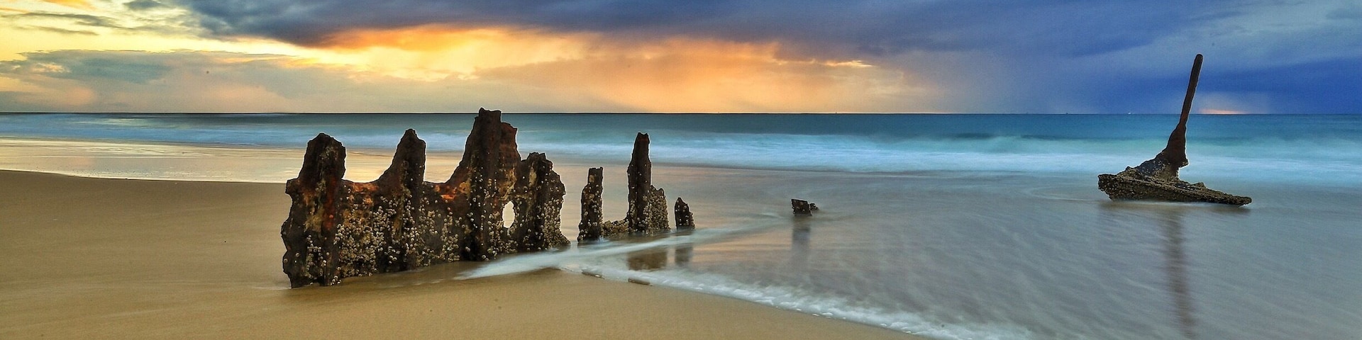 Sunrise on a moody day at Dicky Beach to say goodbye to the SS Dicky as it's getting ready for relocation. Visiting the wreck that has been sitting on this beach since 1893 will soon see a change on the horizon. The exposed stern, starboard and port ribs are going to be removed and conserved in the next few weeks. Don't miss the opportunity to say farewell and whilst you're there take a glorious walk along the beach, surf and enjoy the weather that the Sunshine Coast is famous for. #waterlust #weekendgetaway