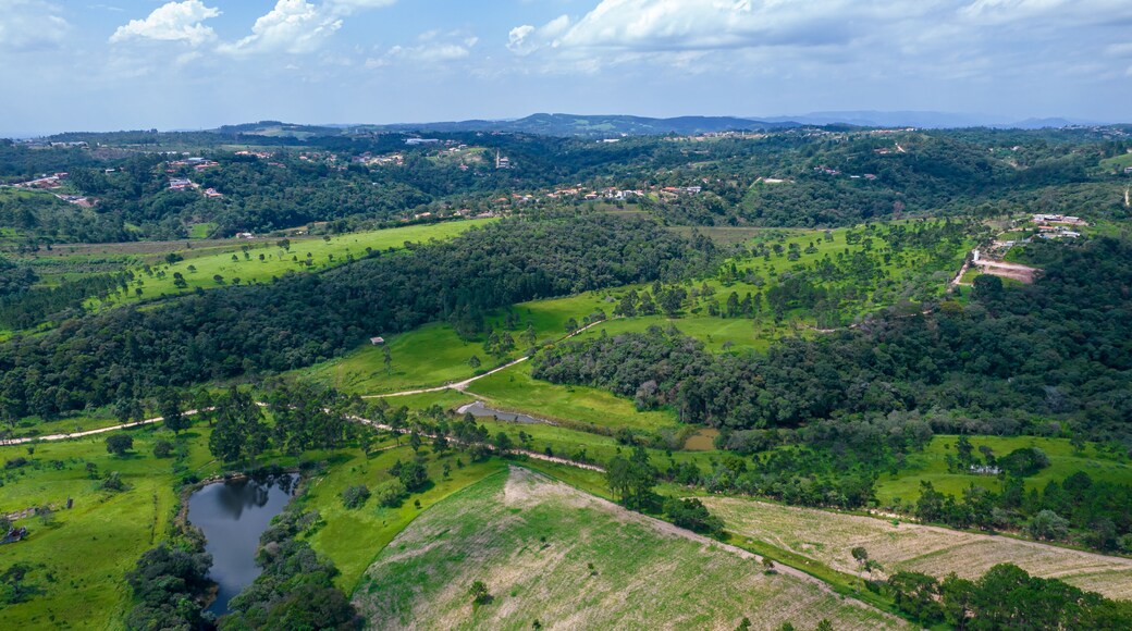 Aerial view of the city of Mairinque, Brazil. Farm near São Paulo, Brazil.
