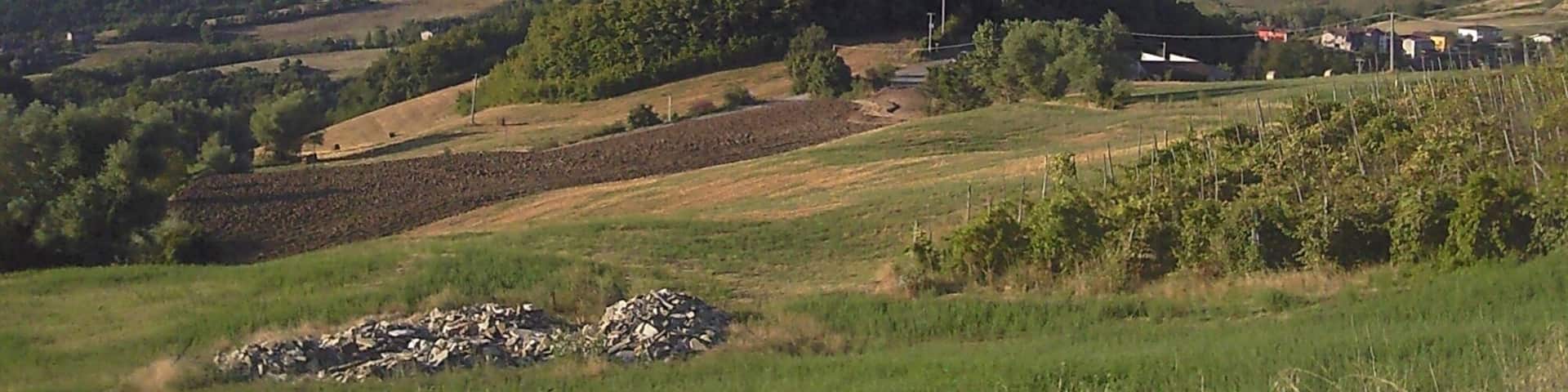 Torrione e chiesa di Bobbiano dai pressi di Bergonzi