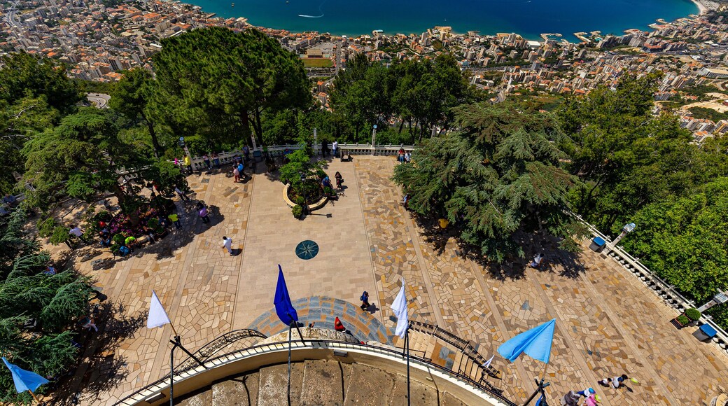 Lebanon. The Shrine of Our Lady of Lebanon located on top of a hill, in the village of Harissa. There is a beautiful view of Jounieh Bay and the city skyline