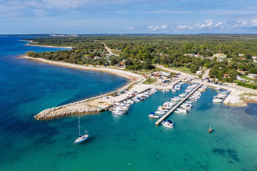 An aerial view of small port Portić near Peroj, Istria, Croatia