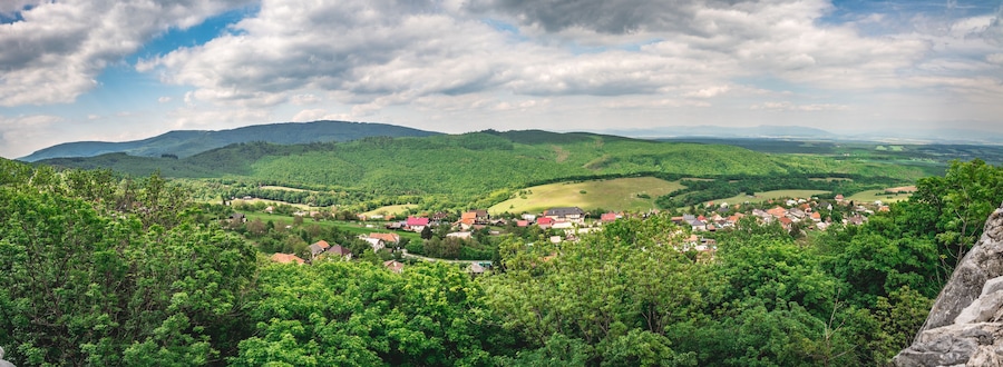 Topolcany castle in Slovakia wide angle;