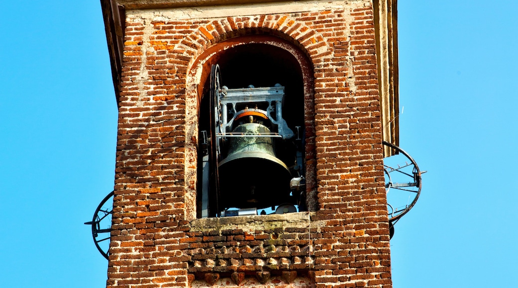 in mozzate old abstract tower bell sunny day milan