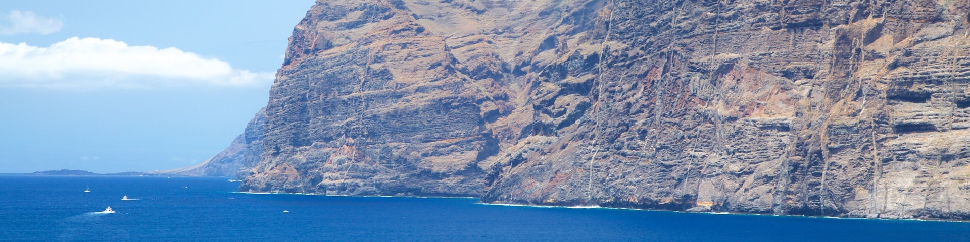 Los Gigantes which includes rocky coastline and boating