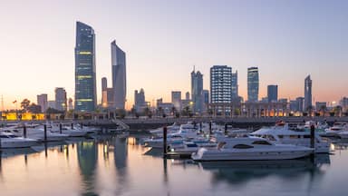 Souk Sharq Marina and Kuwait City at dusk
