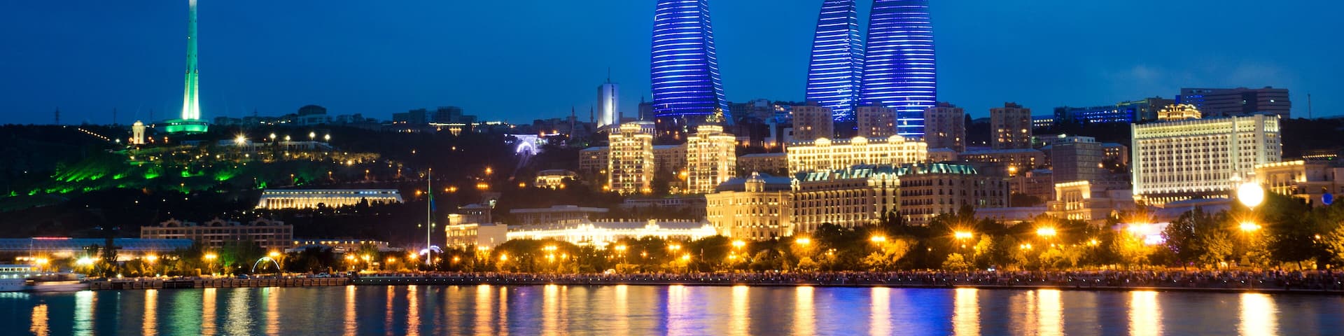 Baku Azerbaijan at Caspian sea- night photo