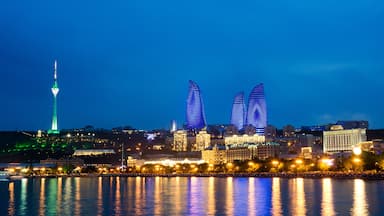Baku Azerbaijan at Caspian sea- night photo