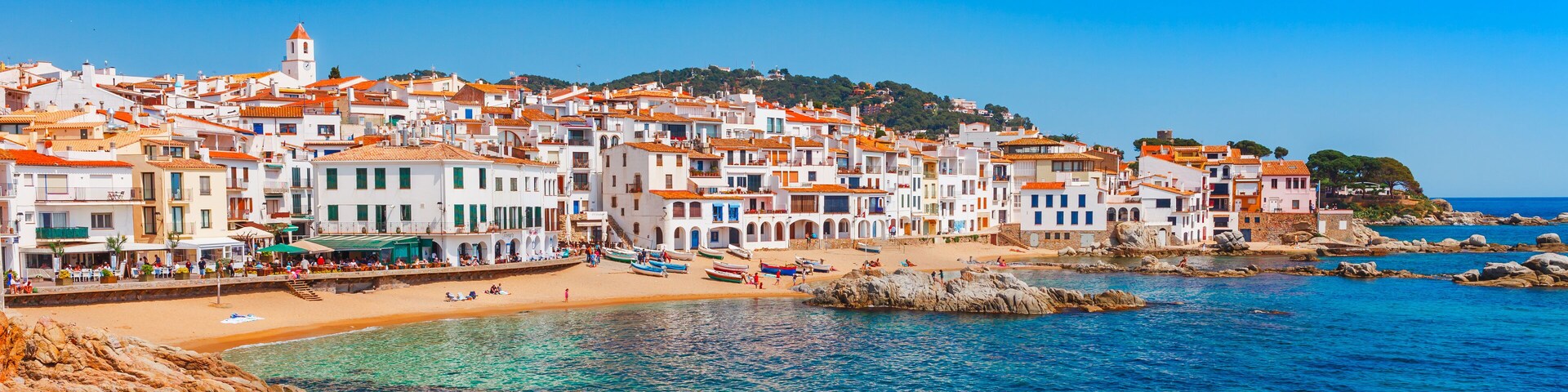 Calella de Palafrugell old town and beach, Catalonia, Spain, Europe