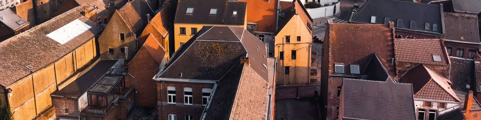 Saint-Vincent Collegiate Church in Soignies, Belgium - Aerial View