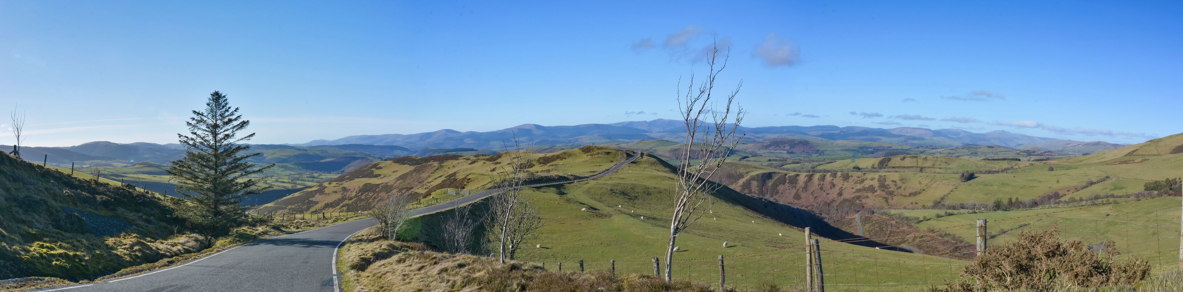 Panorama on the Cambrian Mountains near Llanidloes, Powys, Wales, U.K.