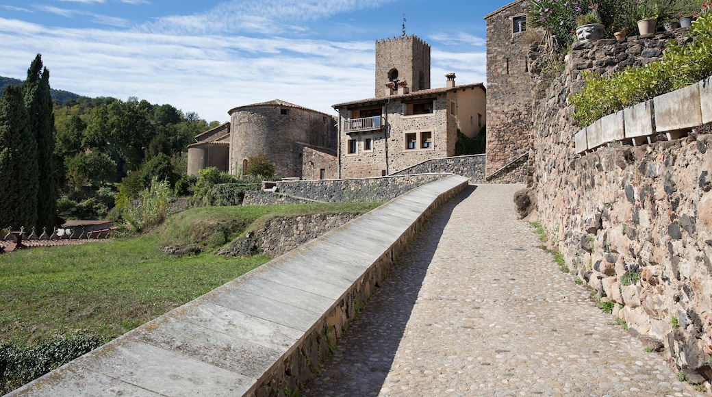 beautiful view of old town of santa pau, la garrotxa, catalonia,
