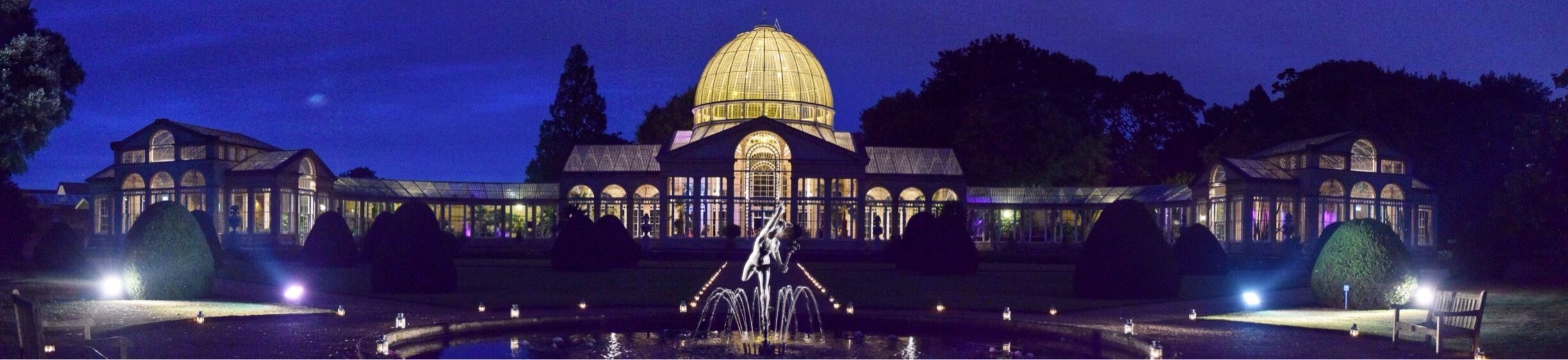 The Orangery lit for the evening festivities