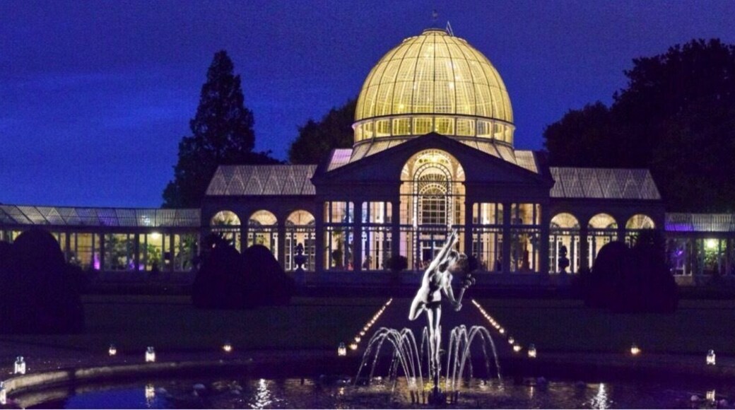 The Orangery lit for the evening festivities