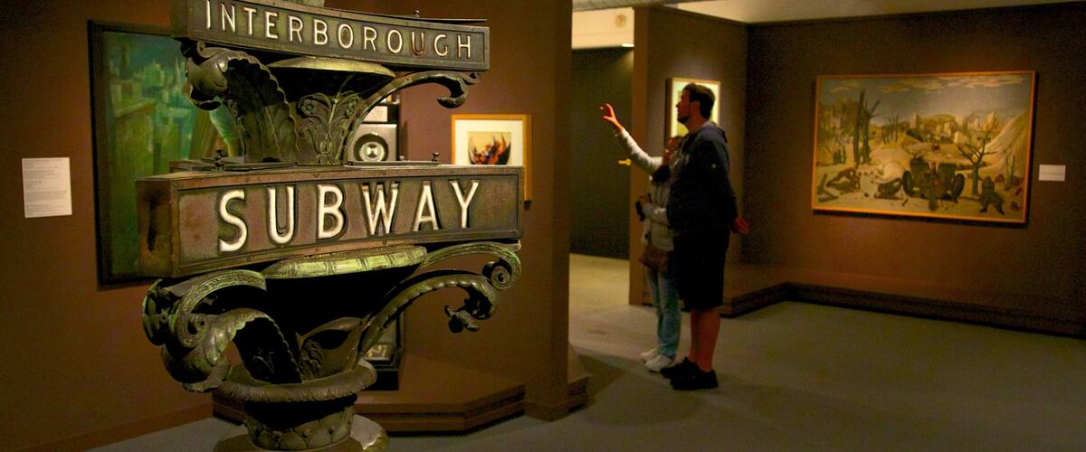 The Wolfsonian Museum showing art, signage and interior views