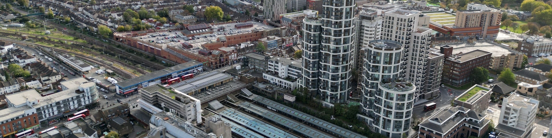 Ilford East London Aerial drone view high angle