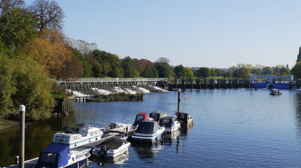 Teddington Weir on the River Thames in London UK