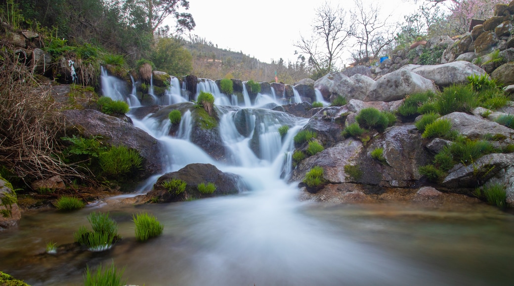 small waterfall in castelões river in Tondela, Portugal