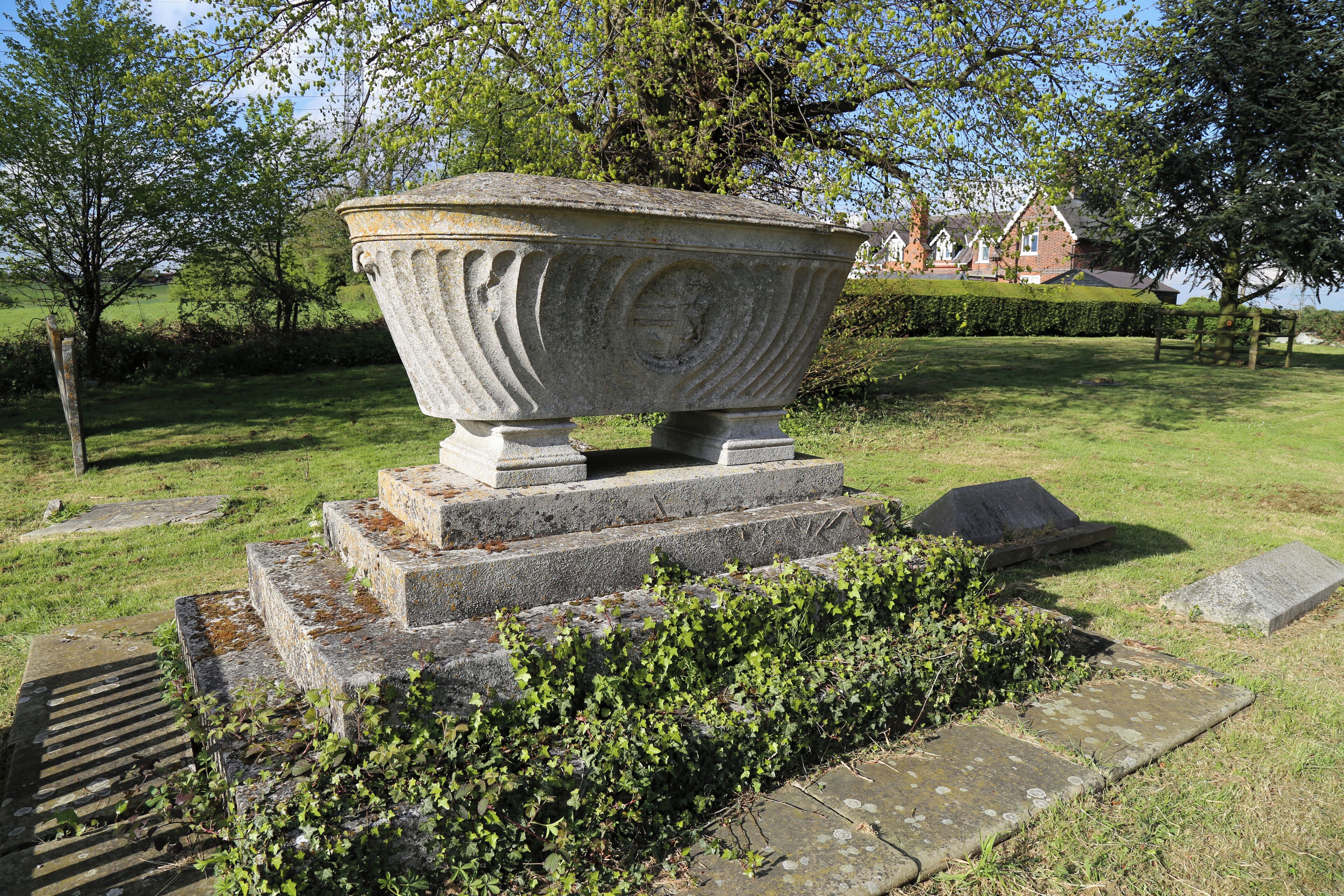 Church of St Mary, Stapleford Tawney, Essex, England - casket tomb at the north-west of the churchyard from the south-west
