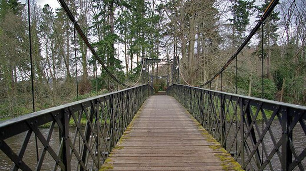 Valley International Park - Looking Across Bridge The entrance bridge to Valley Internation Park looking across the bridge. The bridge gives access across the river Clyde from the A72 to the garden centre.