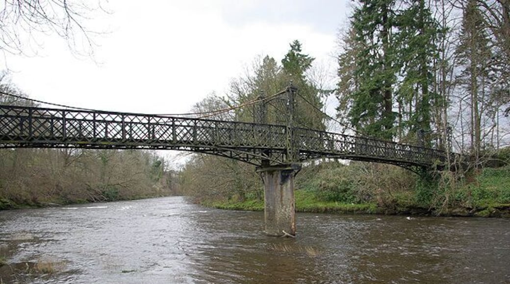 Valley Internation Park - Bridge Side View This bridge is used as a walkway entrance into Valley Internation Park garden centre from the A72, it is for pedestrians only, with a wooden bottom with wire mesh to avoid slippage on wet days.