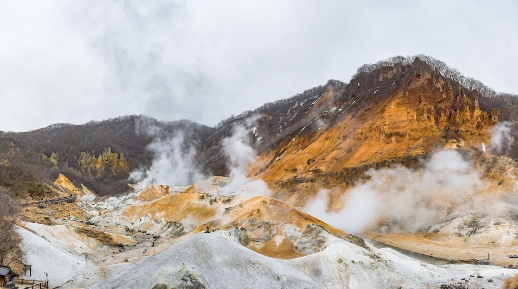 View of Jigoku-Dani (Hell Valley) an explosion creater of Mt.Kuttara in Noboribetsu, Hokkaido, Japan.