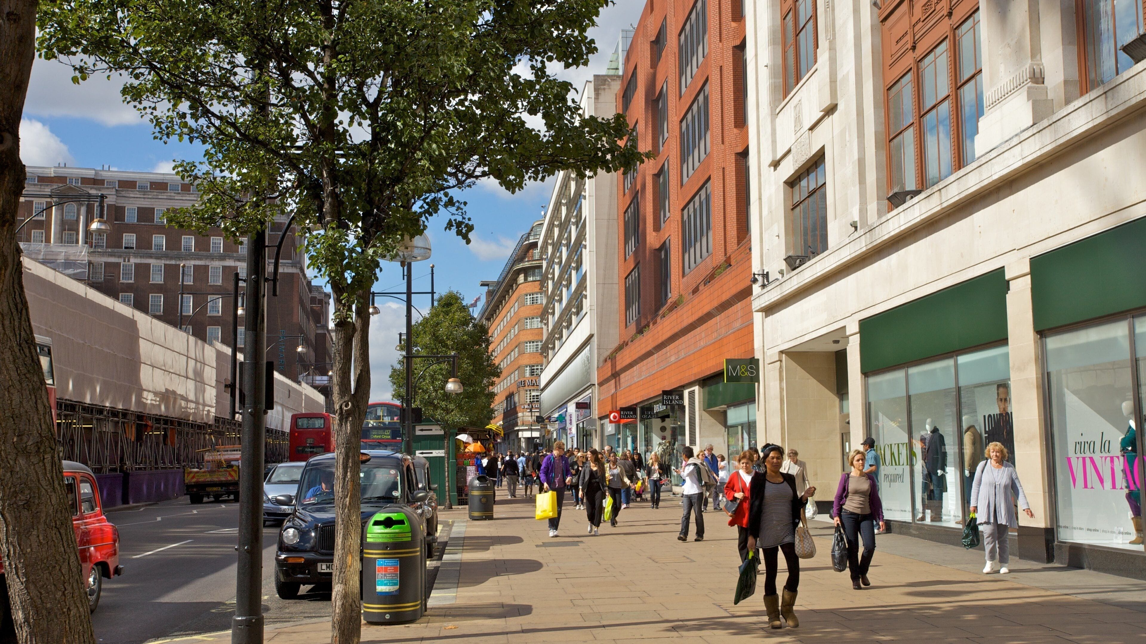 Oxford Street which includes a city and shopping