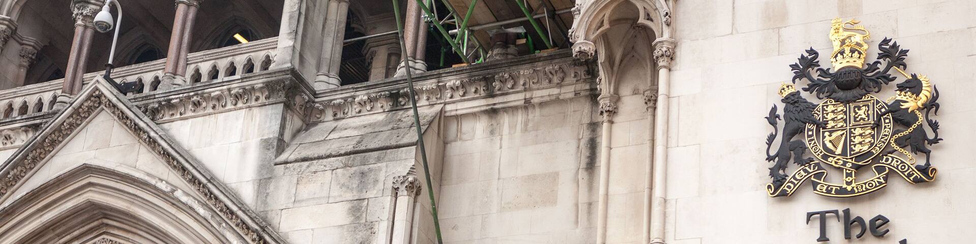The Royal Courts of Justice, London. The Law Courts, The Royal Courts of Justice houses the High Court and Court of Appeal of England and Wales.