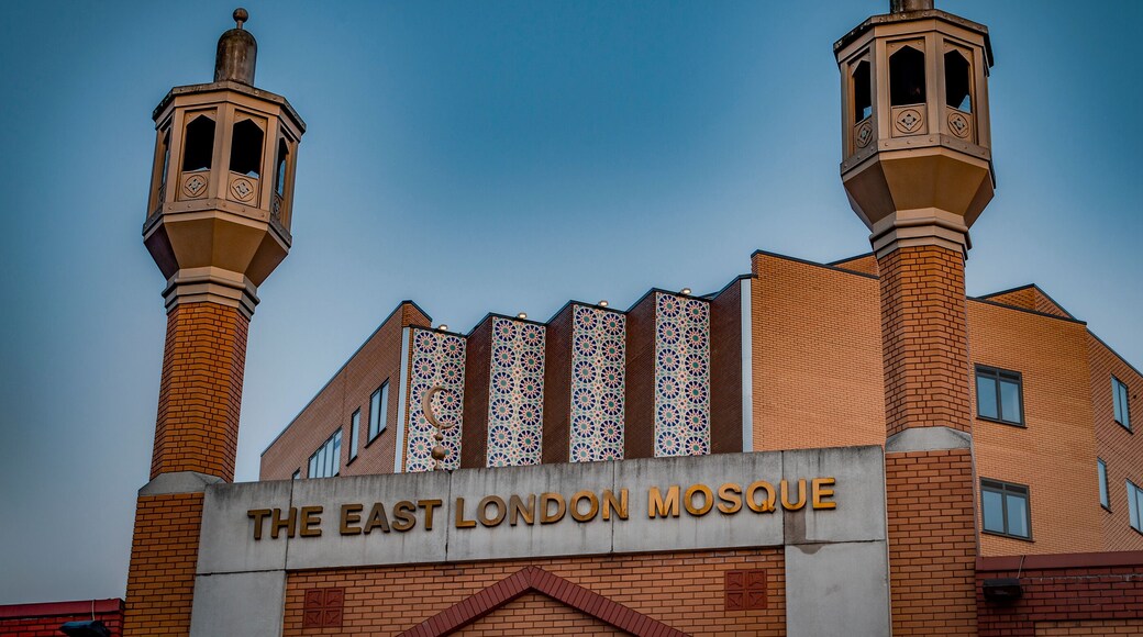London, UK - June 06, 2017: The East London Mosque and the London Muslim Center just before sunset during the holy month of Ramadan in England, UK