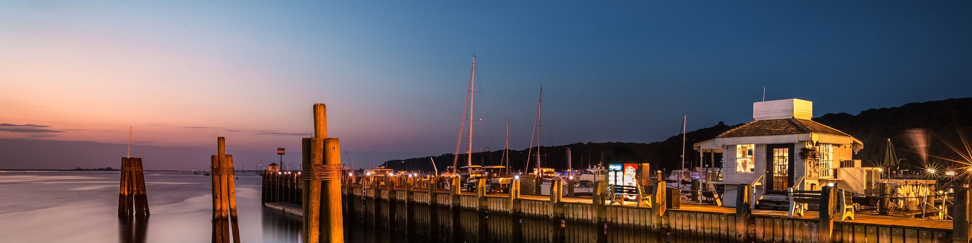 Port Jefferson, NY, at dusk