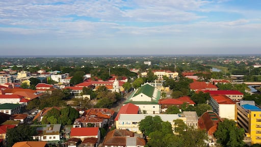 Historic colonial town in Spanish style Vigan. Historic buildings in Vigan city, Unesko world heritage site. Travel concept.