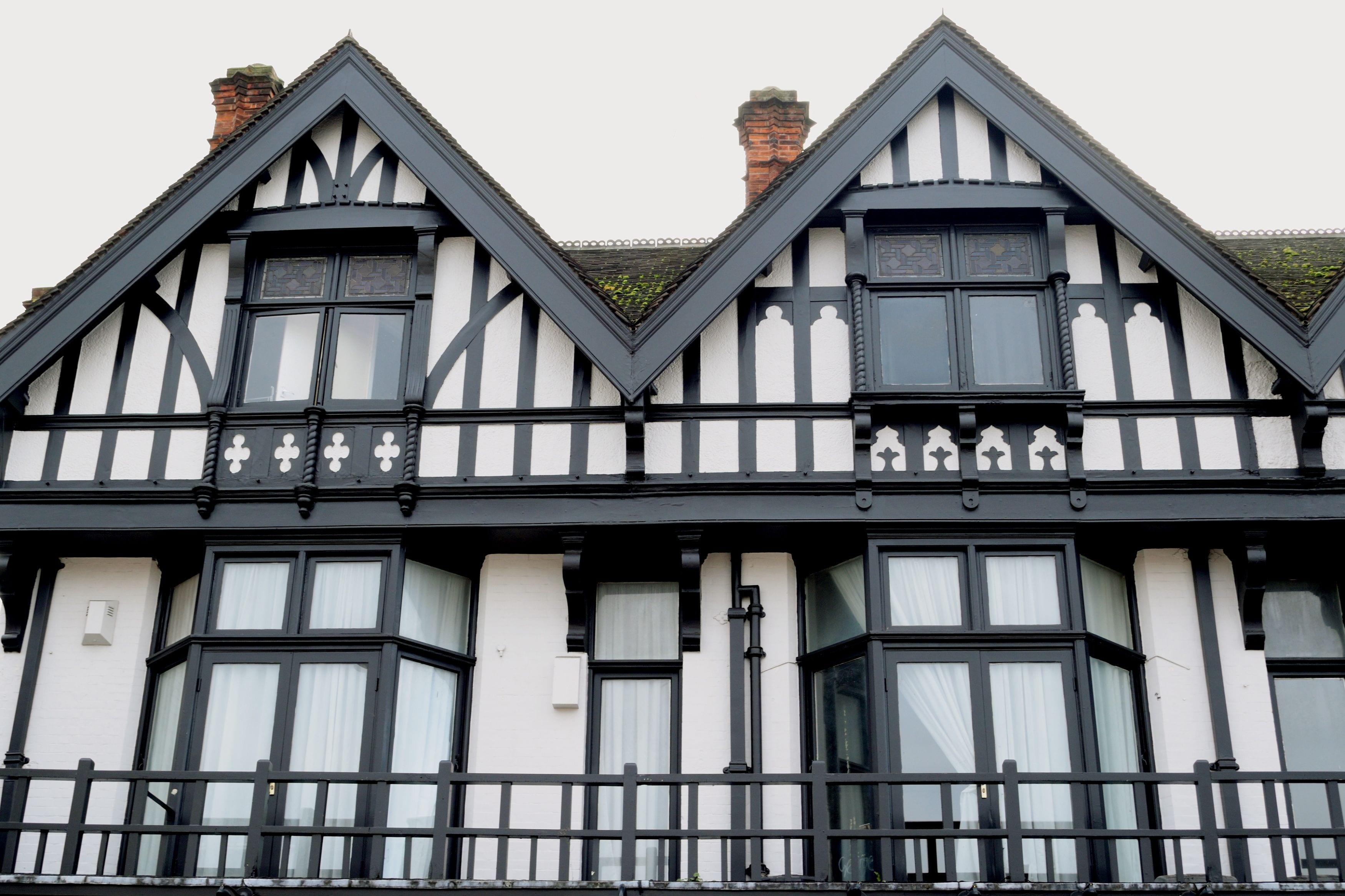 Beautifully decorated building in theTudor Revival style (mock Tudor)  in Enfield, North London