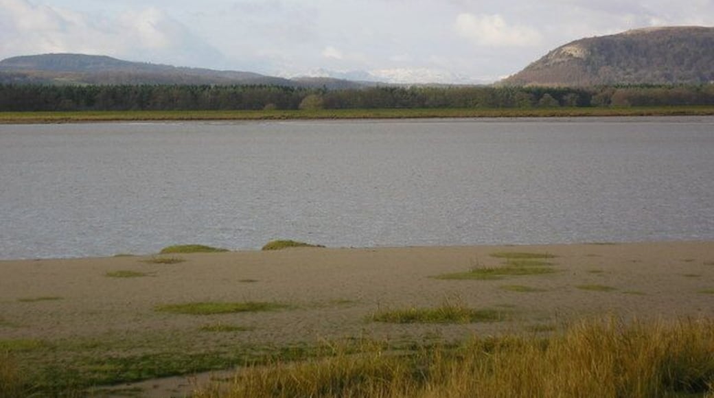 The Langdale Pikes from sea level From Sandside on the River Kent estuary with a dusting of snow
