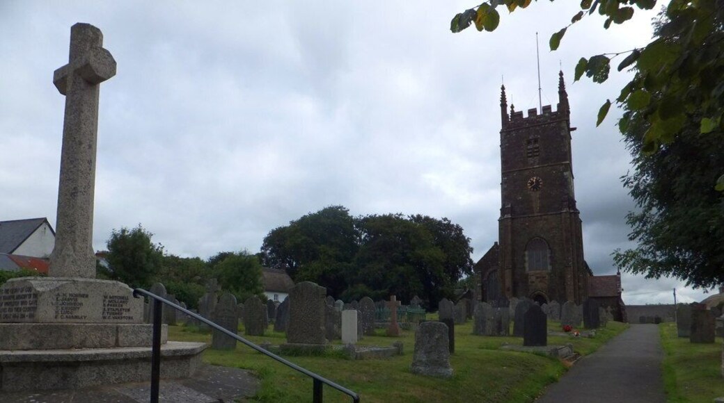 War memorial and church, Winkleigh