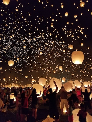 Lantern Fest outside of Philadelphia. Hard to put into words the beauty of the event once all the lanterns start floating into the sky. If you go to one of these events there's a lot of time to kill before it gets dark so bring some entertainment, snacks and beverages #LifeAtExpedia #Lights