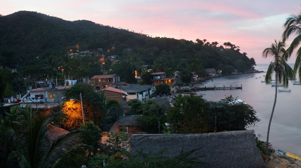 The beach town and fishing village of Yelapa at sunset, near Puerto Vallarta, Jalisco State, Mexico
