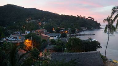 The beach town and fishing village of Yelapa at sunset, near Puerto Vallarta, Jalisco State, Mexico