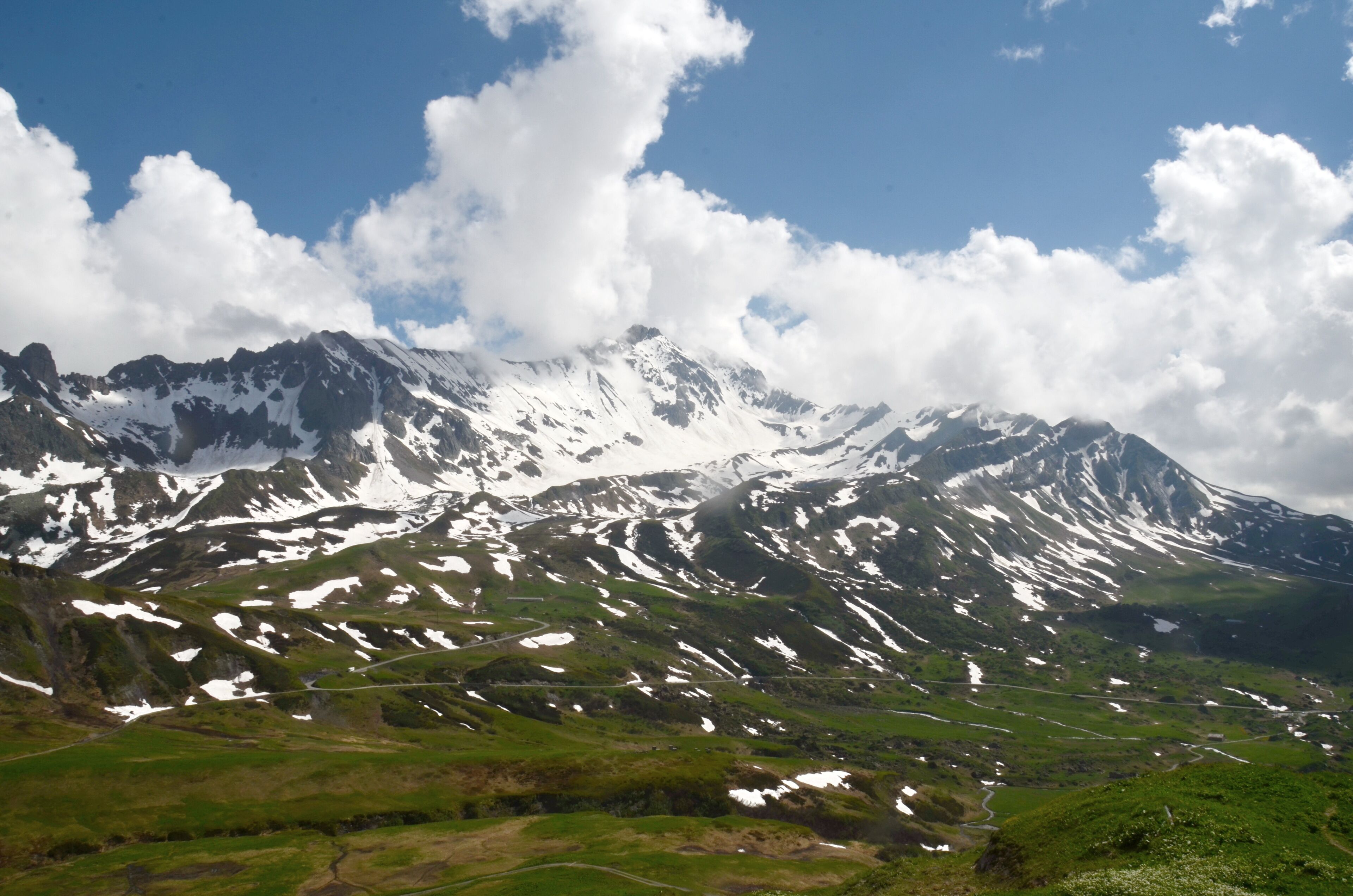 looking South to Aiguille du Grand Fond 2920 m from Cormet de Roselend some 1900 m