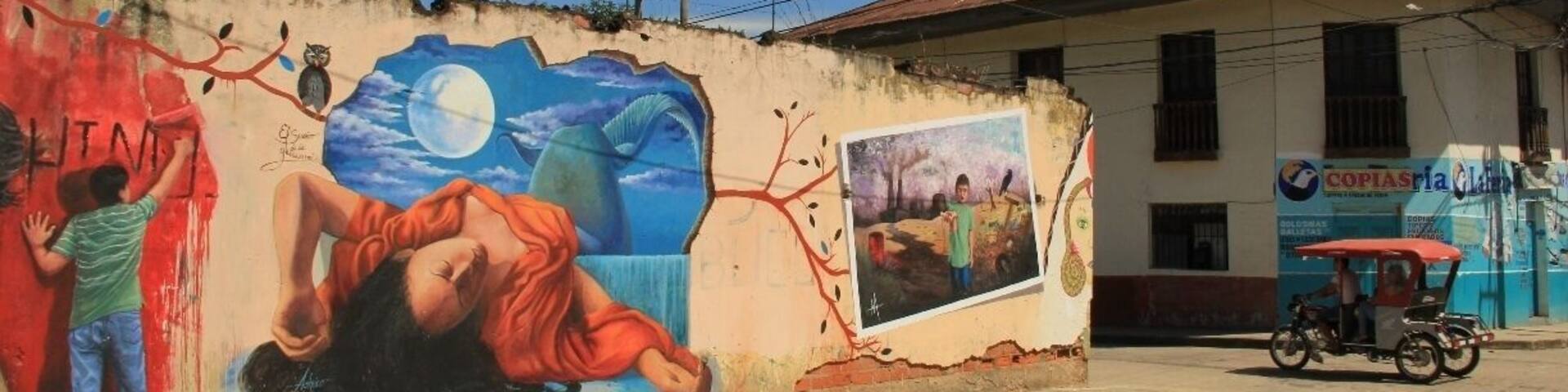 Tarapoto sits on the edge of the vast jungles of eastern Peru. It's the closest place you can fly to after your forays into the rainforests of the Amazon near Iquitos, in order to reconnect with Peru's road network.
There's a wonderfully laid-back vibe here, plenty of street art, local markets, as well as restaurants serving delicious regional specialities, and bars serving drinks made from soaking jungle roots in cane liquor.
If you come here, stay at El Mirador. There's a terrace with amazing jungle views and the breakfast they serve is probably one of the best I've eaten in Peru.
Read more about Tarapoto here:
http://galloparoundtheglobe.com/tarapoto-surprising-little-town/