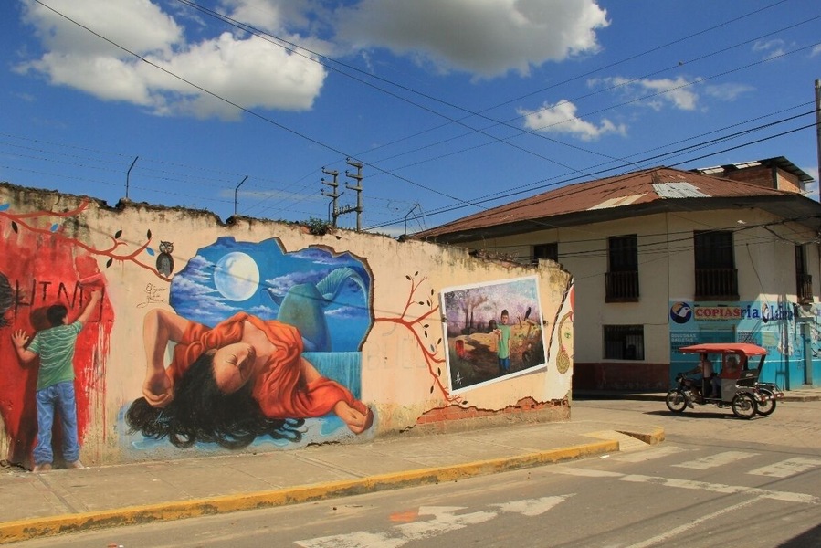 Tarapoto sits on the edge of the vast jungles of eastern Peru.  It's the closest place you can fly to after your forays into the rainforests of the Amazon near Iquitos, in order to reconnect with Peru's road network.  
There's a wonderfully laid-back vibe here, plenty of street art, local markets, as well as restaurants serving delicious regional specialities, and bars serving drinks made from soaking jungle roots in cane liquor.
If you come here, stay at El Mirador.  There's a terrace with amazing jungle views and the breakfast they serve is probably one of the best I've eaten in Peru.
Read more about Tarapoto here:
http://galloparoundtheglobe.com/tarapoto-surprising-little-town/