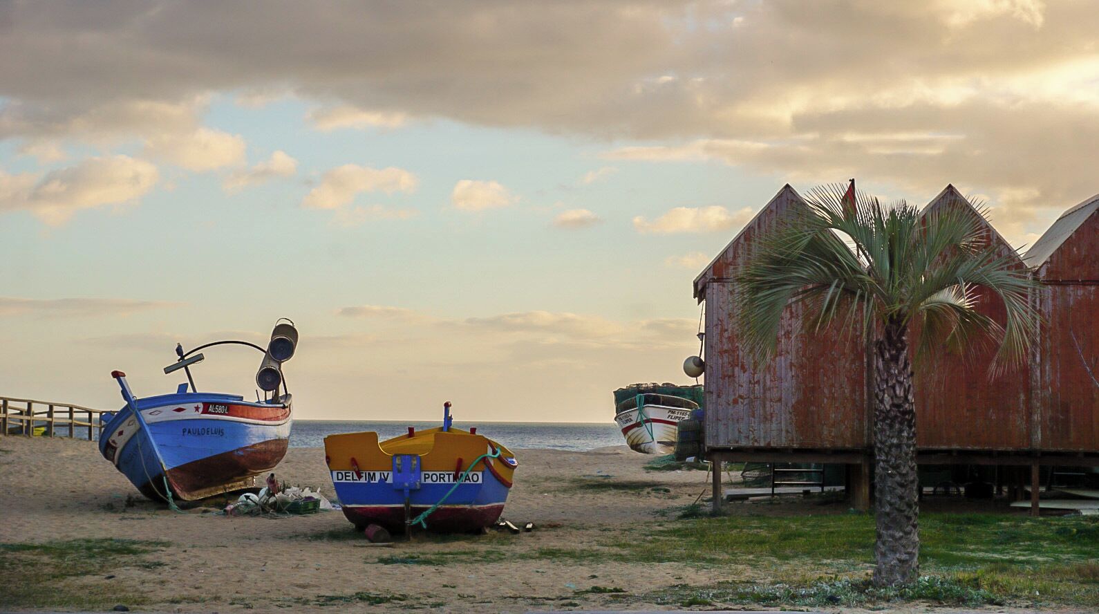 Boats and pretty view in cloudy afternoon