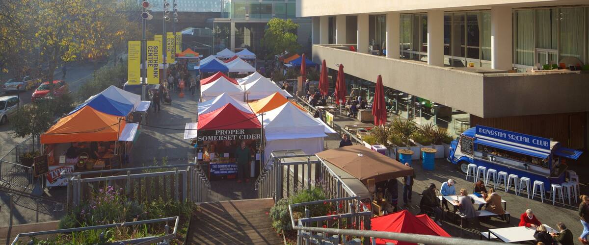 Southbank Centre featuring a square or plaza, theater scenes and markets