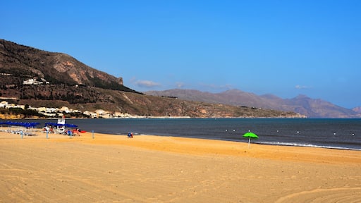 long sandy beach in Castellammare del golfo Sicily Italy
