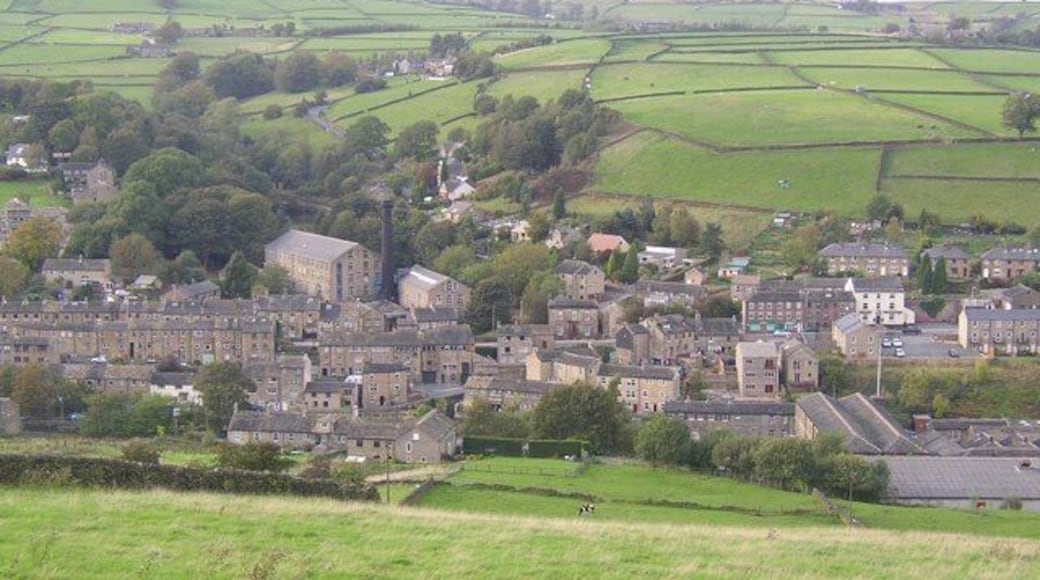 View of Hinchcliffe Mill from Acre Lane, Cartworth The subject GR is the field with the cow; beyond that is the hamlet of Hinchcliffe Mill, which looks to be worth exploring. The hillside opposite is in Austonley township, and has a maze of little lanes.