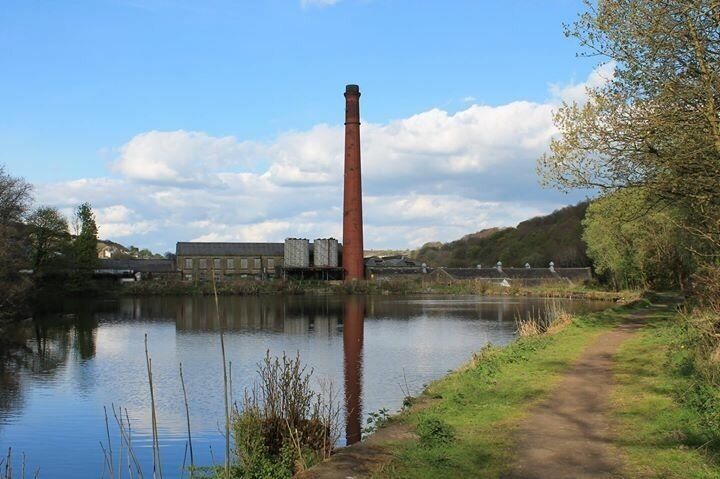 This is one of the few mill chimneys left in our valley- caught it on a lovely day #reflections