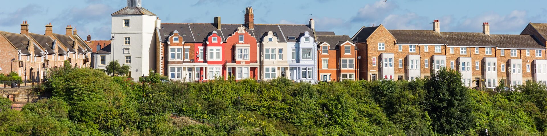 Panorama of houses in North Shields in Newcastle upon Tyne, England
