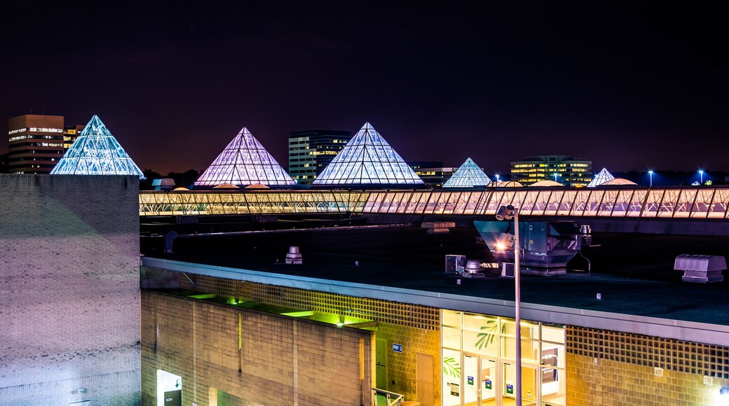 The roof of a mall at night, in Columbia, Maryland.